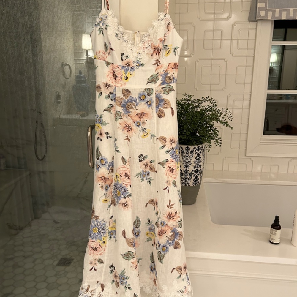 Zimmerman Appliqué Picnic Dress Blue Floral - Size 1